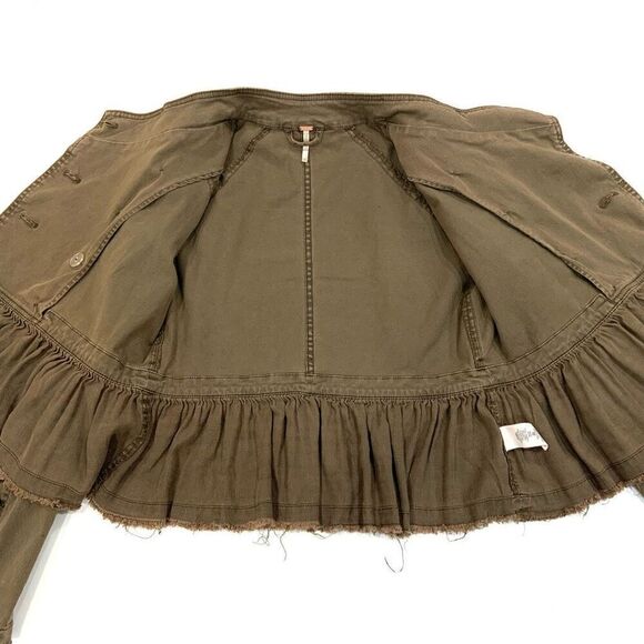 FREE PEOPLE Cropped Ruffle Military Jacket (Sz XS) - Picture 9 of 12